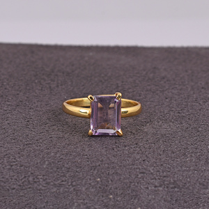 Bijoux en argent sterling 925 plaqué or Cadeau Bague en pierre précieuse améthyste plaquée or Conception personnalisée Grossiste Fabricant Fournisseur - Product Image 3