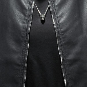 Veste de motard d'hiver en cuir sur mesure inspirée de la culture moto classique avec veste à col montant pour hommes - Product Image 3