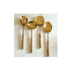 Couteau de cuisine moderne de luxe pour mariage cuillère fourchette en acier inoxydable or couverts en laiton ensemble à vendre - Product Image 4