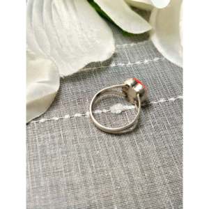 Navajo Handmade <b>Statement</b> <b>Ring</b> Spiny Oyster & Platinum with Natural Coral Turquoise Sterling <b>Silver</b> Size 6.25 Everyday Wear - Product Image 4