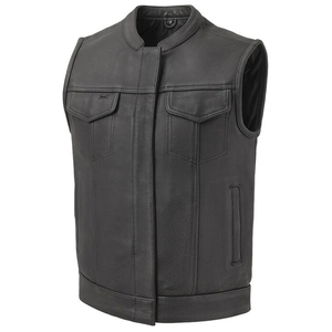Gilet en cuir véritable pour homme, gilet de motard à col montant, gilet de moto personnalisé avec logo OEM pour homme, fabricant - Product Image 4
