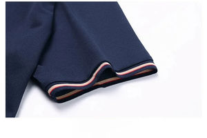 Polo de punto ahuecado para hombre para verano, ropa informal con cuello vuelto y mangas cortas, estilo exudado con patrones de rayas - Product Image 2