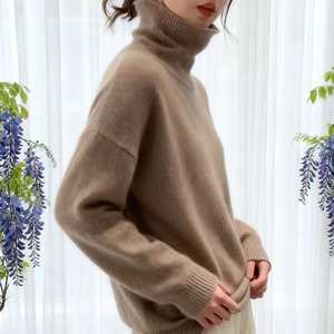 Pull en laine à col rond uni basique pour femme Automne Hiver Épais Chaud Ample Décontracté Haut de mode - Product Image 3