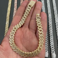 Bracelet Chaîne Cubaine Miami Personnalisé en Argent 925, Sertie de Diamants Moissanite 12MM 7,5 Pouces, Style Hip Hop Tendance, Cadeau de Fiançailles