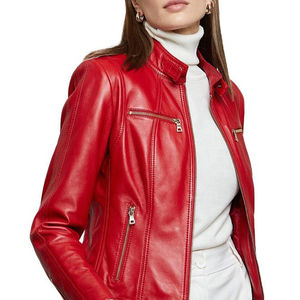 Chaqueta de cuero a la moda con estilo para mujer, cuero genuino de alta calidad con logotipo personalizado, chaquetas cómodas transpirables de color - Product Image 6