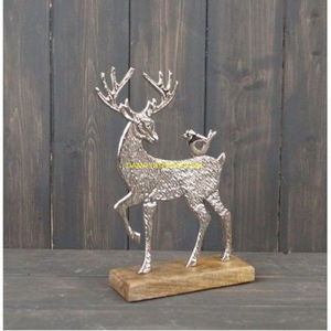 Aluminum Silver Reindeer Figurine Decorative Deer Sculpture Modern Tabletop Accent Stylish Mantle Display <b>Christmas</b> <b>Decoration</b> - Product Image 3