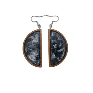 Vintage Customized Color <b>Fashion</b> <b>Drop</b> <b>Earrings</b> for Women Cute Heart Stud Design with Wooden and Resin for Girls - Product Image 2