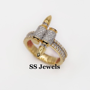 Anillo de doble bala de diamante VVS Moissanite personalizado, diseño único, joyería de Hip Hop con hielo de plata 925, anillo llamativo de moda para hombre - Product Image 2