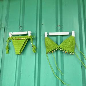 Customized 2026 European and American Cross-border Fashion Handmade Fresh and Sexy Green Bikini Swimsuit <b>Hook</b> Knitted Swimsuit - Product Image 5