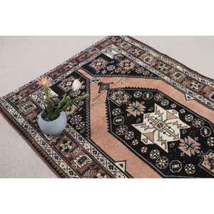 Alfombra Turca Vintage de 0.4x7 pies, Alfombra de Lana con Diseño de Parches Marrón y Azul - Product Image 5