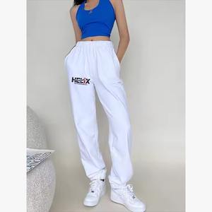 Pantalons de survêtement en coton français léger et décontracté pour hommes, personnalisés en gros, imprimés, noirs, coupe droite, ample, vintage, délavé à l'acide - Product Image 5