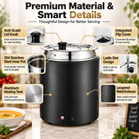 Chauffe-Plats Électrique Professionnel en Acier Inoxydable 11L pour Soupe et Aliments, Sans Eau, à Chaleur Sèche, Idéal pour Hôtels, Restaurants, Buffets et Traiteurs