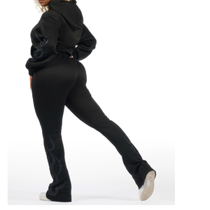 Ensemble de survêtement de jogging pour femmes, col rond, confortable, respirant, tenue de sport pour l'entraînement, la remise en forme, la course à pied - Product Image 4