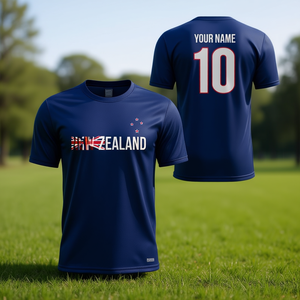 Set di Maglie da Calcio Ispirate alla Nuova Zelanda con Nome e Numero Personalizzabili, Maglie Blu Navy per Tifosi - Accessori Personalizzabili - Product Image 3