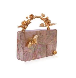 Pochette en résine design fait à la main fermoir fleur de lotus orné de fleurs sac à main ethnique élégant pour élever votre look traditionnel - Product Image 2