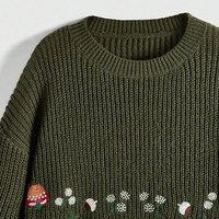 Nouveauté, pull décontracté pour femme en coton/laine, broderie tissée, couleur personnalisée, logo sur le devant, manches longues, pour vente en ligne