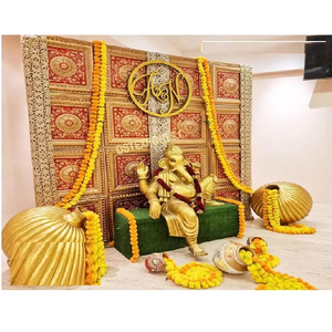 Compra FRP Ganesha con estatua de dama profunda en línea hermosa fibra decoración de boda estatua de Ganesha estatuas de entrada de boda deslumbrantes - Product Image 1