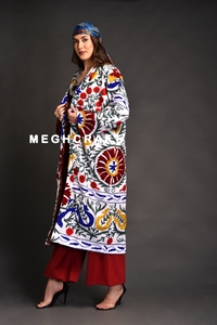 Wholesale Reversible Woven Plus Size Bohemian Suzani Embroidered Long <b>Jacket</b> <b>Kimono</b> Casual Outerwear for Women - Product Image 3