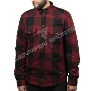 Lo último en camisa de tela de franela de algodón 100% con manga larga, cremallera y botones, cierre de bolsillos en el pecho, forro y protecciones para invierno - Product Image 1