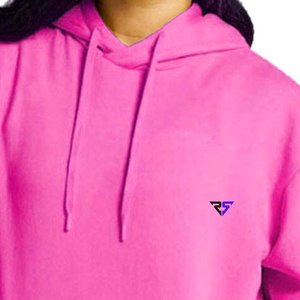 Hot Pink más exigentes Color personalizado 100% algodón liso sudaderas con capucha para mujeres de gran tamaño sudaderas pulóver mujeres sudaderas con capucha - Product Image 4