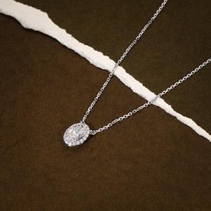 Collar con Colgante de Diamante Moissanite de Corte Ovalado, con Halo de Plata 925, para Mujer, a Bajo Precio - Product Image 4
