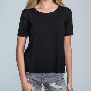 2024 superventas mujeres camisetas teñidas lisas/Material suave y de algodón hecho mujeres Camisetas cuello redondo para la venta - Product Image 1