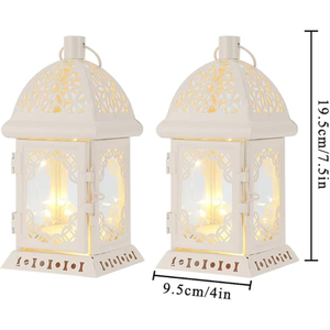 Elegance <b>White</b> Metal Moroccan <b>Lanterns</b> Metal Candle <b>Lanterns</b> Classic Stylish Hanging <b>Lantern</b> Decor for Wedding and All Occasion - Product Image 6