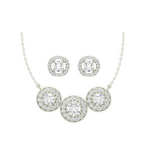 NOVAMART Fine 925 Sterling Silver Rhodium Plated Poppy Pendant Earring Necklace Set Fashion Jewelry <b>Gifts</b> for Women <b>Girls</b> with C - Product Image 1