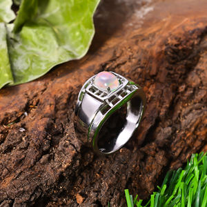 92.5 Sterling Silver 7.5 Gram Natural Ethiopian <b>Opal</b> Gemstone Smooth Oval Latest Simple Design Religious Style Women's Jewelry - Product Image 4