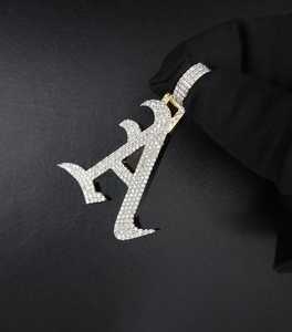 Colgante de Letra A con Incrustaciones de Diamantes en Plata de Ley 925 con Moissanita VVS, Joyería Hip Hop - Product Image 3