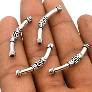 Cuenta de tubo curvado de 34X4mm para fabricación de joyas, latón plateado oxidado y componente B318 chapado en oro de 18K, cobre oxidado - Product Image 4