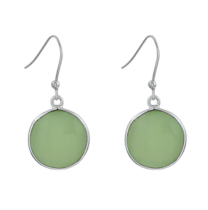 Belle forme ronde Prehnite calcédoine argent pierres précieuses boucles d'oreilles en argent sterling 925 pour mariage, anniversaire. - Product Image 5