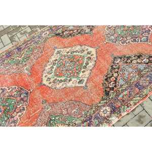 Tapis turc vintage, tapis de 4,8 x 8 pieds, tapis en laine rouge camouflage - Product Image 5