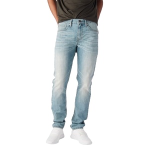 Light Wash <b>Men</b> Denim Jeans Regular Fit <b>Stretch</b> Cotton Spandex Midweight Pencil Pants Formal Autumn Logo Quick Dry Eco-Friendly - Product Image 1