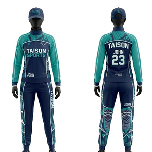 Survêtement d'entraînement de lacrosse pour femmes, tissu polyester spandex 280 GSM, design à panneaux bleu marine et orange, logo personnalisé par sublimation - Product Image 3