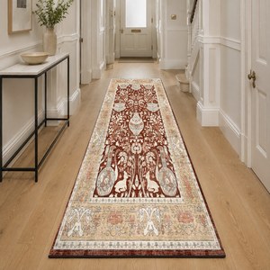 Tapis de salon en chenille antidérapant, imprimé numériquement, motif médaillon traditionnel rouge bordeaux, lavable en machine, vente en gros RUGS DEPOT LXDP-0005 - Product Image 5