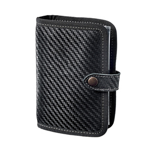 Licence en cuir personnalisable de haute qualité et porte-stylo poche portable avec fermeture à bouton effet carbone compartiments en plastique - Product Image 1