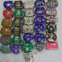 Antique fait à la main femmes mariée dames métal embrayage élingues sac forme ethnique mosaïque or argent sacs de l'Inde par RF Crafts