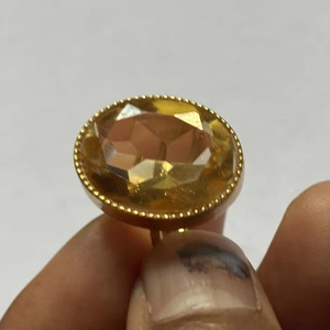 Bague en argent sterling plaqué or faite à la main Citrine Gemstone 10X16mm Forme ronde Prong Set High Looking Jewelry for Christmas Gift - Product Image 1