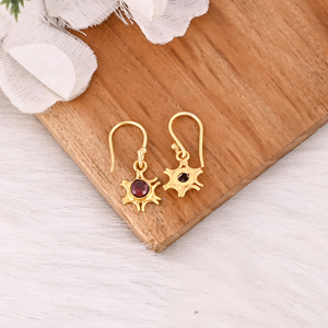 ต่างหูทองชุบหรูหรา เงินแท้ 925 ประดับพลอยโกเมนธรรมชาติจากโมซัมบิก ต่างหูแบบห้อยสำหรับผู้หญิง ของขวัญเครื่องประดับสำหรับเธอ - Product Image 4