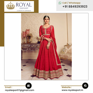 2023 nueva ropa de fiesta Ropa Étnica diseñador impreso seda gasa bordado vestido de trabajo pantalón y Dupatta para la venta - Product Image 3
