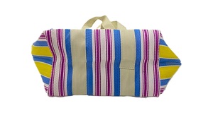 Eco-Friendly Multicolor Stripes Women's Daily Shopping <b>Handbag</b> India Manufactured Plastic Recycled <b>Nylon</b> Woven Zipper Style Two - Product Image 3