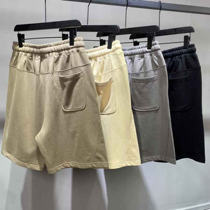 Nouveau design hommes genou longueur coton éponge français coupe et coudre sueur pantalons courts rétro plaine Streetwear Shorts - Product Image 3