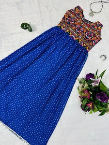 Navratri Special Designer Blue Georgette <b>Kurti</b> with Embroidery Work Festive Indian Women's Party Wear - Product Image 5