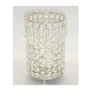 Bougeoir perlé en cristal pour centres de table Pilier en or/nickel Métal Luxe 5 Taille 50 Or Argent Plaqué Style Européen - Product Image 1