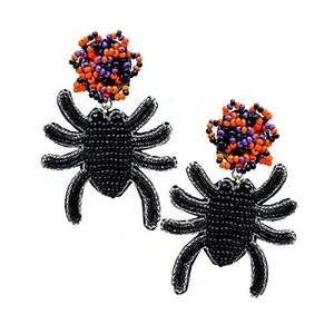 Travail manuel noir perlé broderie strass araignée boucles d'oreilles Premium élégant concepteur élégant et bijoux fantaisie belle pour fille - Product Image 2