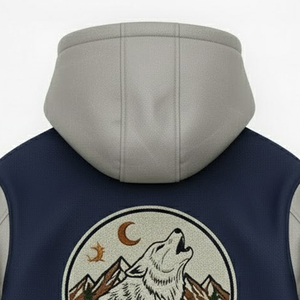 Blouson universitaire d'hiver pour homme, style streetwear, avec patch brodé en chenille personnalisé, style urbain, logo avant éco-responsable - Product Image 6