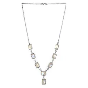 Collier en argent 925 avec pierres précieuses en pierre de lune, grenat, améthyste, émeraude, bijoux tendance pour femmes pour les mariages, les fêtes, les fiançailles - Product Image 1