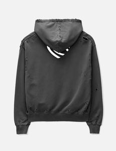 OEM personalizado 500gsm desgastado bordado peso pesado Zip Up Boxy recortada Sudadera con capucha de gran tamaño para los hombres - Product Image 4