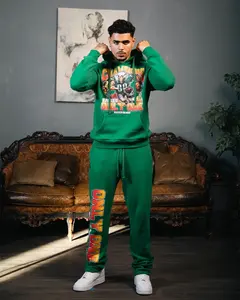 Vente en gros Ensembles unisexe pour hommes Survêtement avec logo personnalisé 100% coton French Terry Jogger Sweat à capuche Survêtement Ensembles de pantalons de survêtement et sweat à capuche - Product Image 6